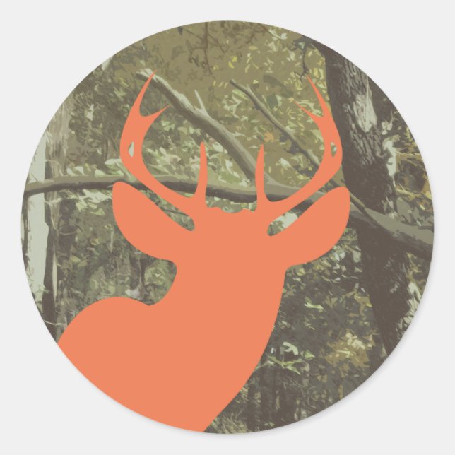 Sticker Rond Camouflage + Cerf orange (Devant)