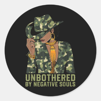 Sticker Rond Camouflage de cowgirl noire occidentale sans probl