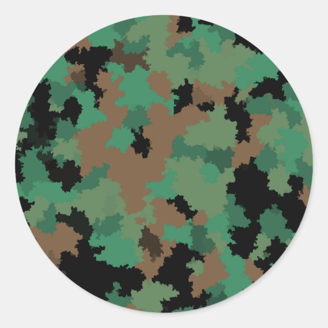 Sticker Rond Camouflage de la jungle verte de l'armée Design Mo (Devant)