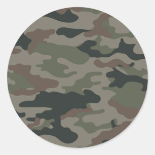 Sticker Rond Camouflage de l'armée en vert et Brown