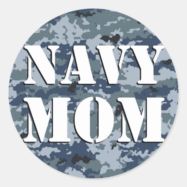 Sticker Rond Camouflage de maman de la Marine (Devant)