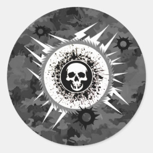 Sticker Rond Camouflage Extérieur Noir & Blanc pour Pêcheur Cha