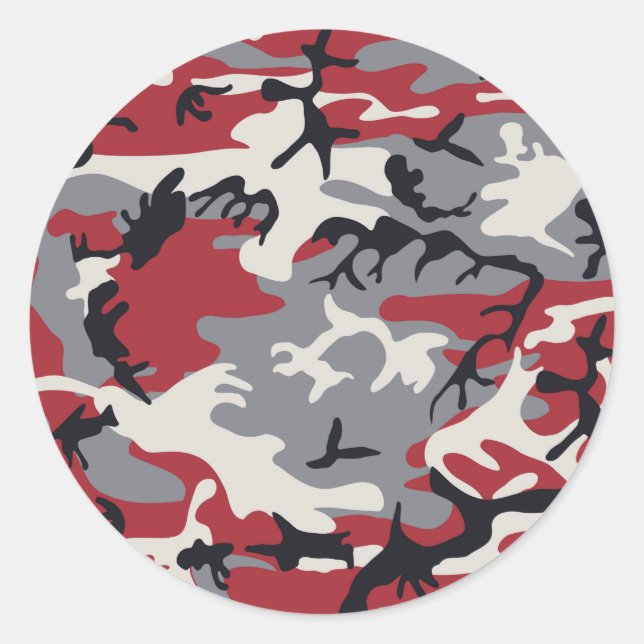Sticker Rond Camouflage gris rouge Motif (Devant)