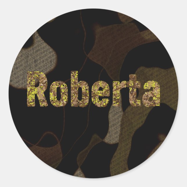 Sticker Rond Camouflage militaire personnalisé Police Roberta (Devant)
