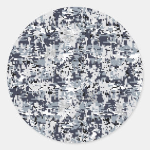 Sticker Rond Camouflage numérique en argent de style urbain