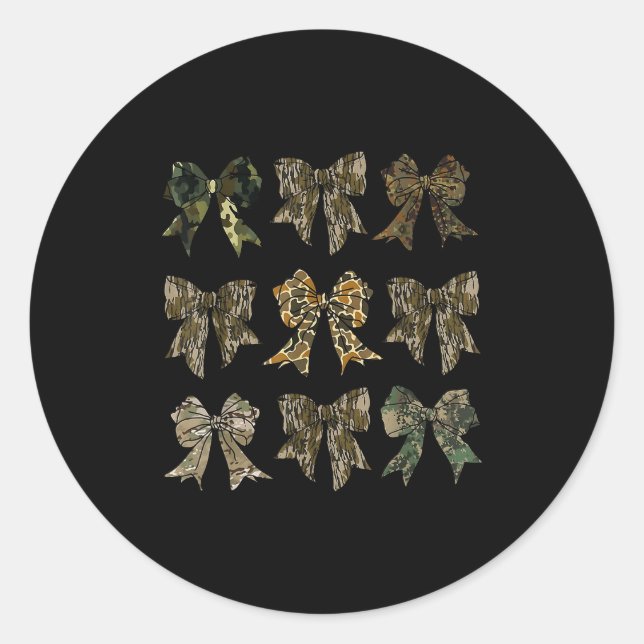 Sticker Rond Camouflage Old Camo Bow Camo Coquette Bow Hunting  (Devant)