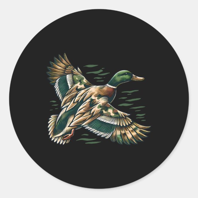 Sticker Rond Camouflage Old School Camo Coquette Bow Duck Hunti (Devant)