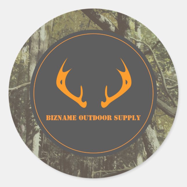 Sticker Rond Camouflage Orange Deer Antlers Extérieur Affaires (Devant)