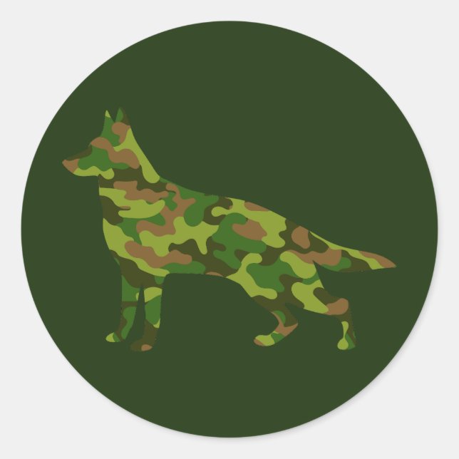 Sticker Rond Camouflage vert de l'armée allemande Shepard (Devant)