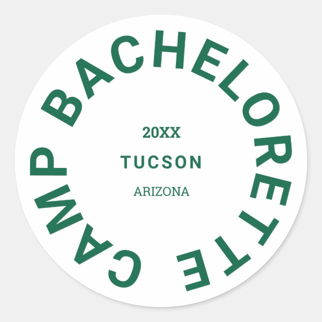Sticker Rond Camp Bachelorette Forest Green Personnalisé (Devant)