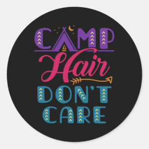 Sticker Rond Camp Cheveux Peu Importe Camp De Vacances Mignon G