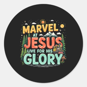 Sticker Rond Camp chrétien True North Vbs 2025 Sa Gloire Joncti