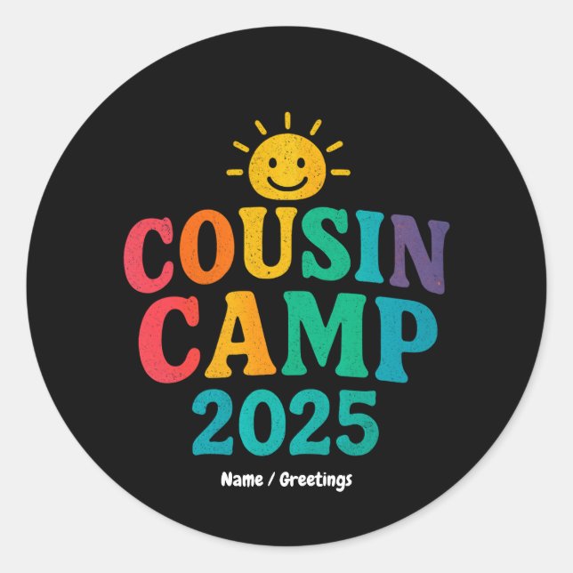 Sticker Rond Camp Cousin 2025 Camping de vacances d'été (Devant)
