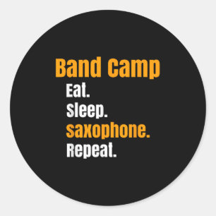 Sticker Rond Camp de bande Manger Saxophone Saxophone Répéter É