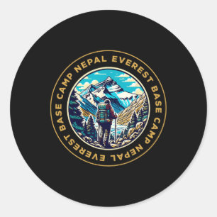 Sticker Rond Camp de base Everest Népal Montagne Vue Everest Ra