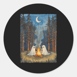 Sticker Rond Camp de feu de camp fantôme vintage amateur de cam