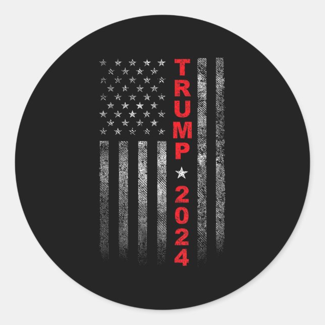Sticker Rond Camp d'élection de Trump 2024, drapeau américain v (Devant)