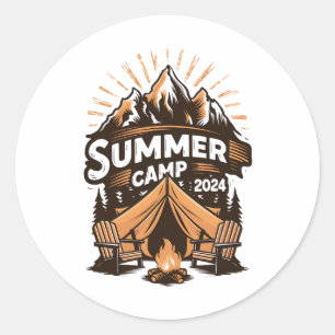 Sticker Rond Camp d'été 2024 Correspondance de vacances de camp