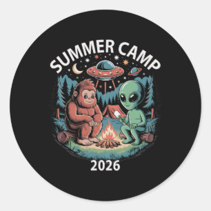 Sticker Rond Camp d'été pour enfants 2026 Alien Bigfoot Directe