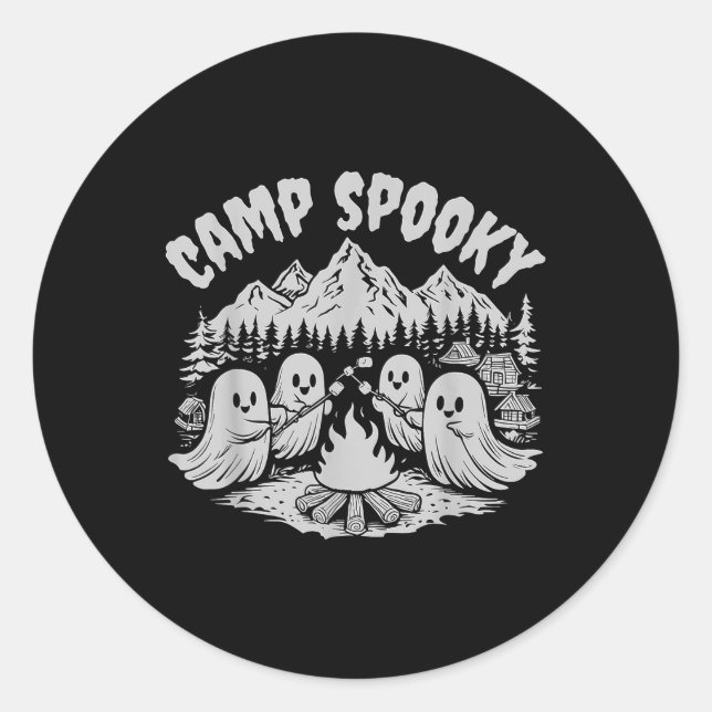 Sticker Rond Camp Éffrayant Summerween Été Halloween mignon Fan (Devant)