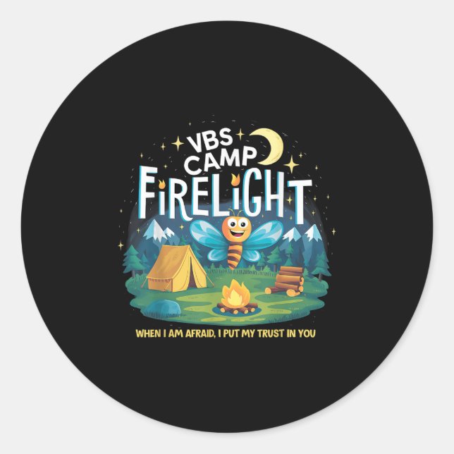 Sticker Rond Camp Firelight Vbs Camp Vacances Bible School Fire (Devant)