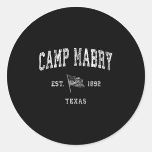 Sticker Rond Camp Mabry Texas Tx US Vintage Drapeau Sports Tee
