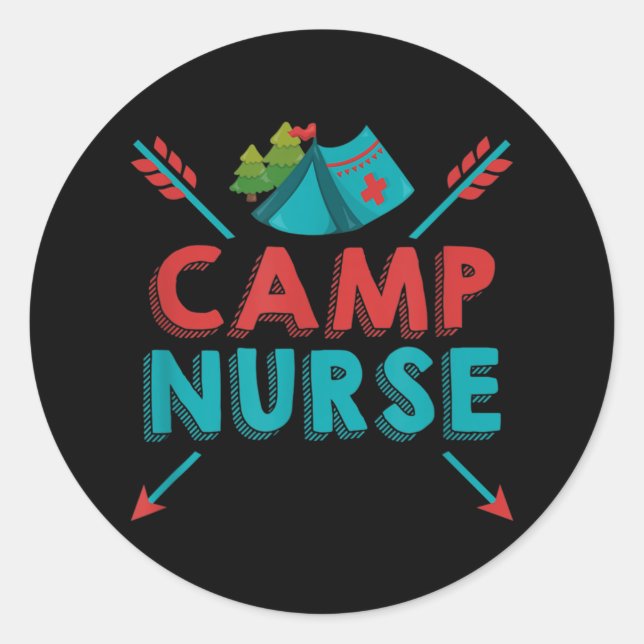 Sticker Rond Camp Nurse Nursing RN Appreciation Camping (Devant)