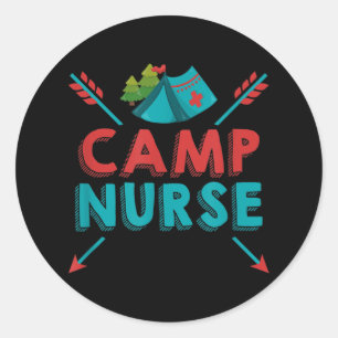 Sticker Rond Camp Nurse Nursing RN Appreciation Camping