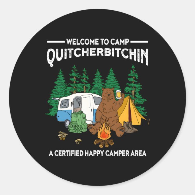 Sticker Rond Camp Quitcherbitchin Glamg Rv Camg (Devant)