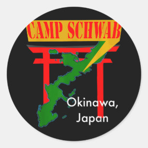 Sticker Rond Camp Schwab, Nago, Okinawa, Japon