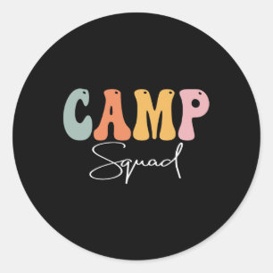 Sticker Rond Camp Squad Retro Super Vintage Joyeux Premier Jour