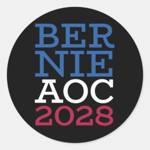 Sticker Rond Campagne Bernie Aoc 2028 - Oligarc de combat patri