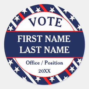 Sticker Rond Campagne de vote personnalisée aux États-Unis
