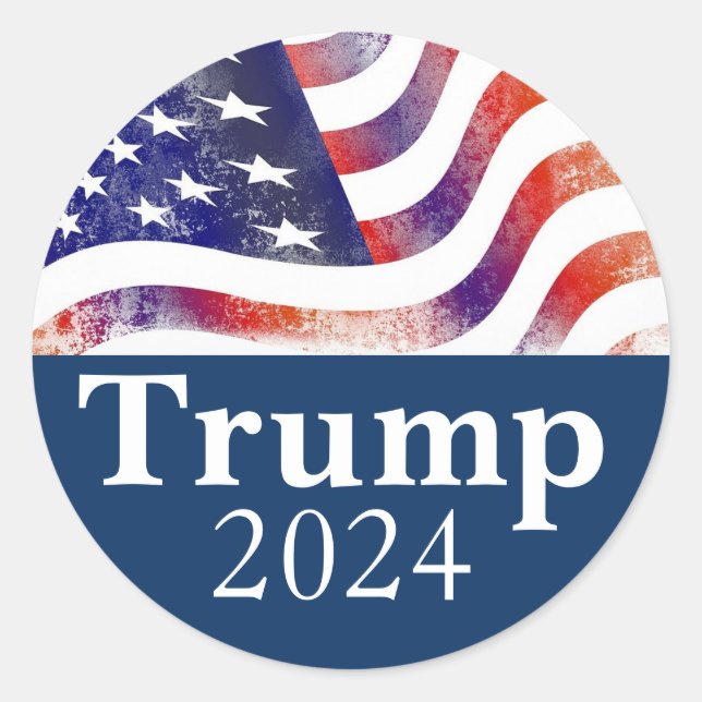 Sticker Rond Campagne Drapeau Bleu Trump 2024 (Devant)