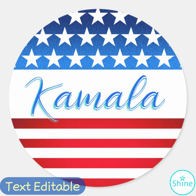 Sticker Rond Campagne Kamala Harris SWAG US Drapeau Élégant Scr (Créateur téléchargé)