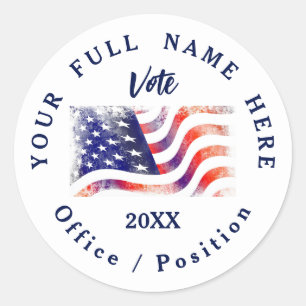 Sticker Rond Campagne personnalisée avec drapeau américain 