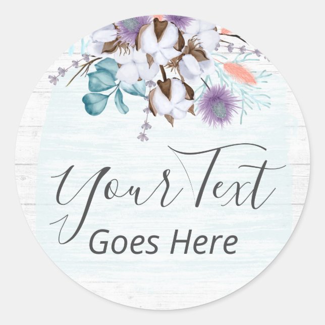 Sticker Rond Campagne Sud Boll de coton Rustique Bois Ferme (Devant)