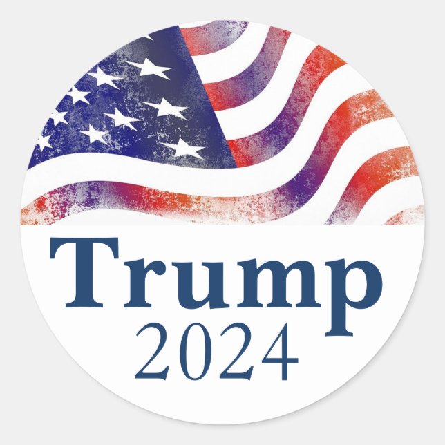 Sticker Rond Campagne Trump 2024 - Drapeau américain (Devant)