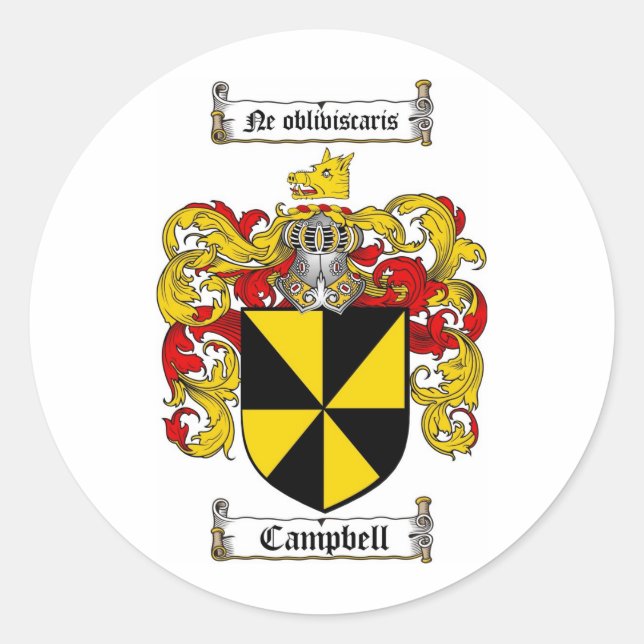 STICKER ROND CAMPBELL FAMILLE CREST - CAMPBELL COAT DES ARMES (Devant)