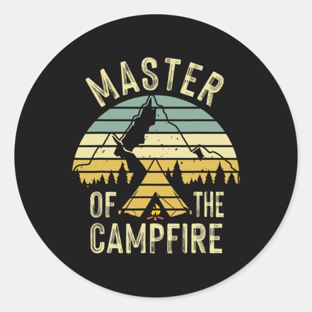 Sticker Rond Campement de maître cool Cadeau drôle de camping p (Devant)