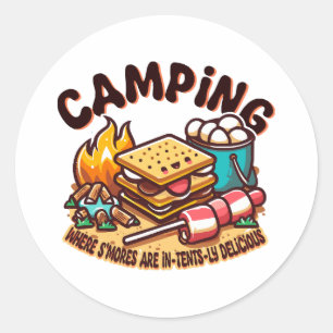 Sticker Rond campement de smores