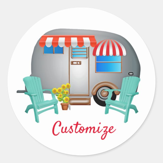 Sticker Rond Camper Caravane Teardrop Thunder_Cove (Devant)