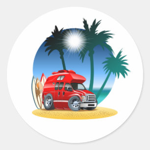 Sticker Rond Camper de dessin