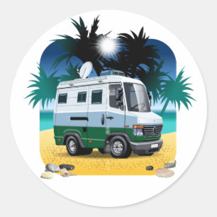 Sticker Rond Camper de dessin