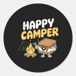 Sticker Rond Camper Guimauve Camping Smores Kawaii S'mores