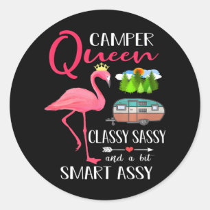 Sticker Rond Camper Queen Classy Sassy Smart Assy Camping