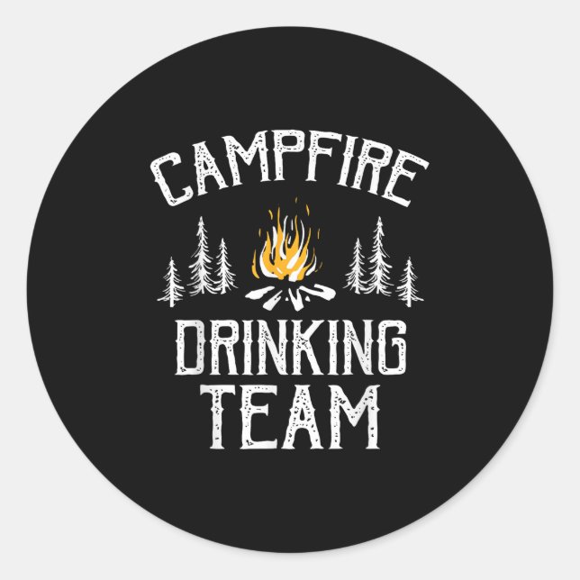 Sticker Rond Campfire Dragon Team Camping Lovers Camper (Devant)