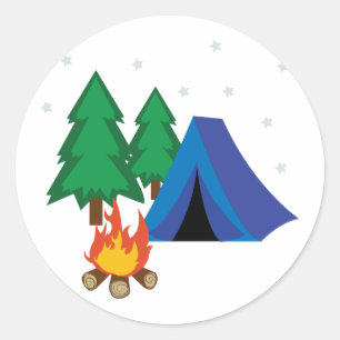 Sticker Rond Camping