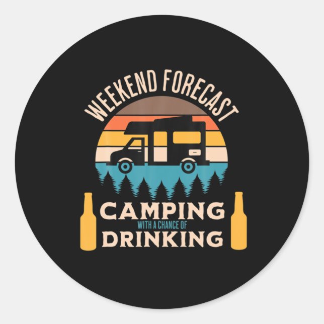 Sticker Rond Camping à bière avec anniversaire de bière (Devant)