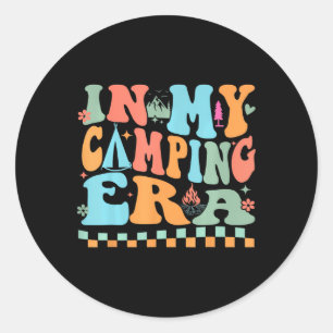 Sticker Rond Camping à mon époque de camping Rétro Groovy Été p
